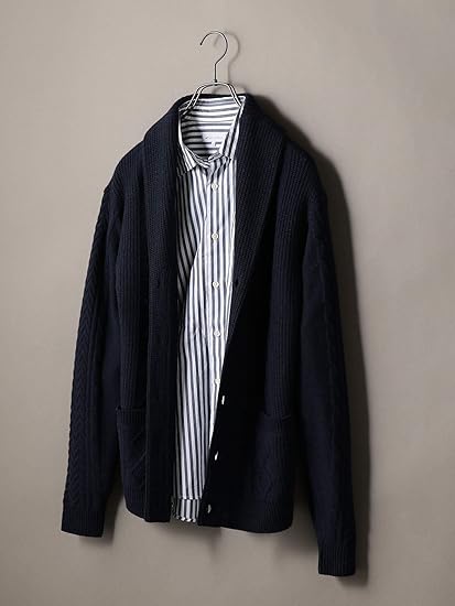 Amazon シップスジェットブルー ニット カーディガン 洗濯可 7g カシミヤ混 ライトアラン メンズ ネイビー 紺 Xs カーディガン 通販