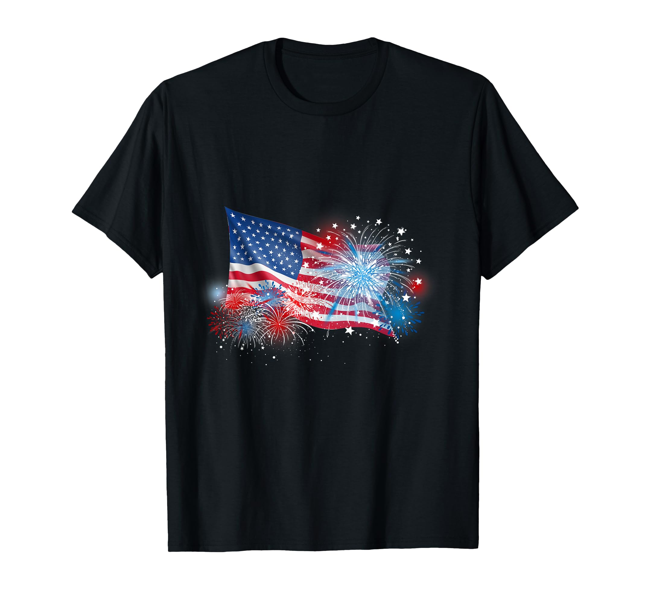 Photo 1 of 4th Of July Red White And Blue Fireworks Show USA Flag T-ShirtLPNRRHX7073451
  L