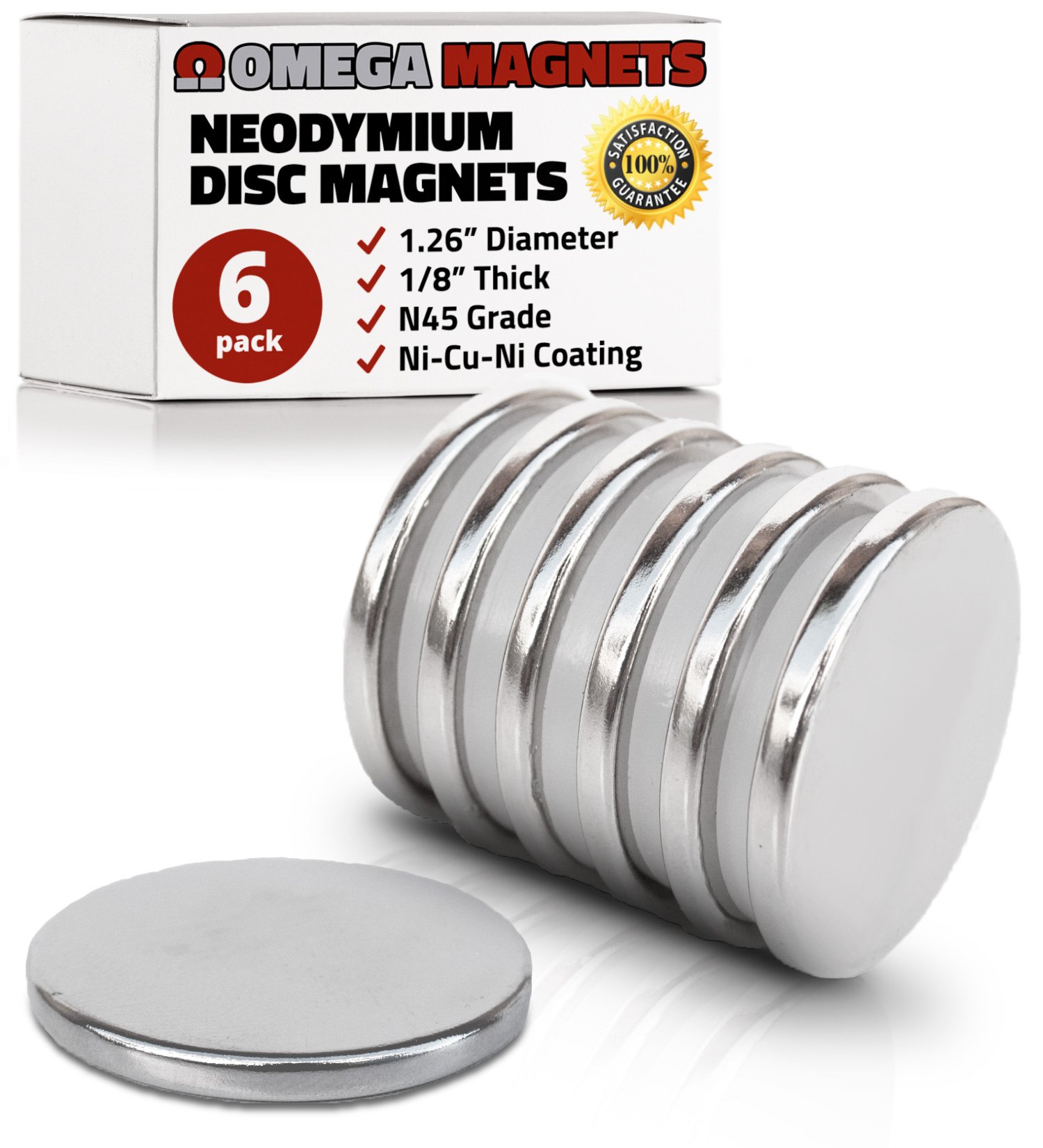 Strong Neodymium Disc Magnets 6 Pack 2X Stronger 2X Thicker 