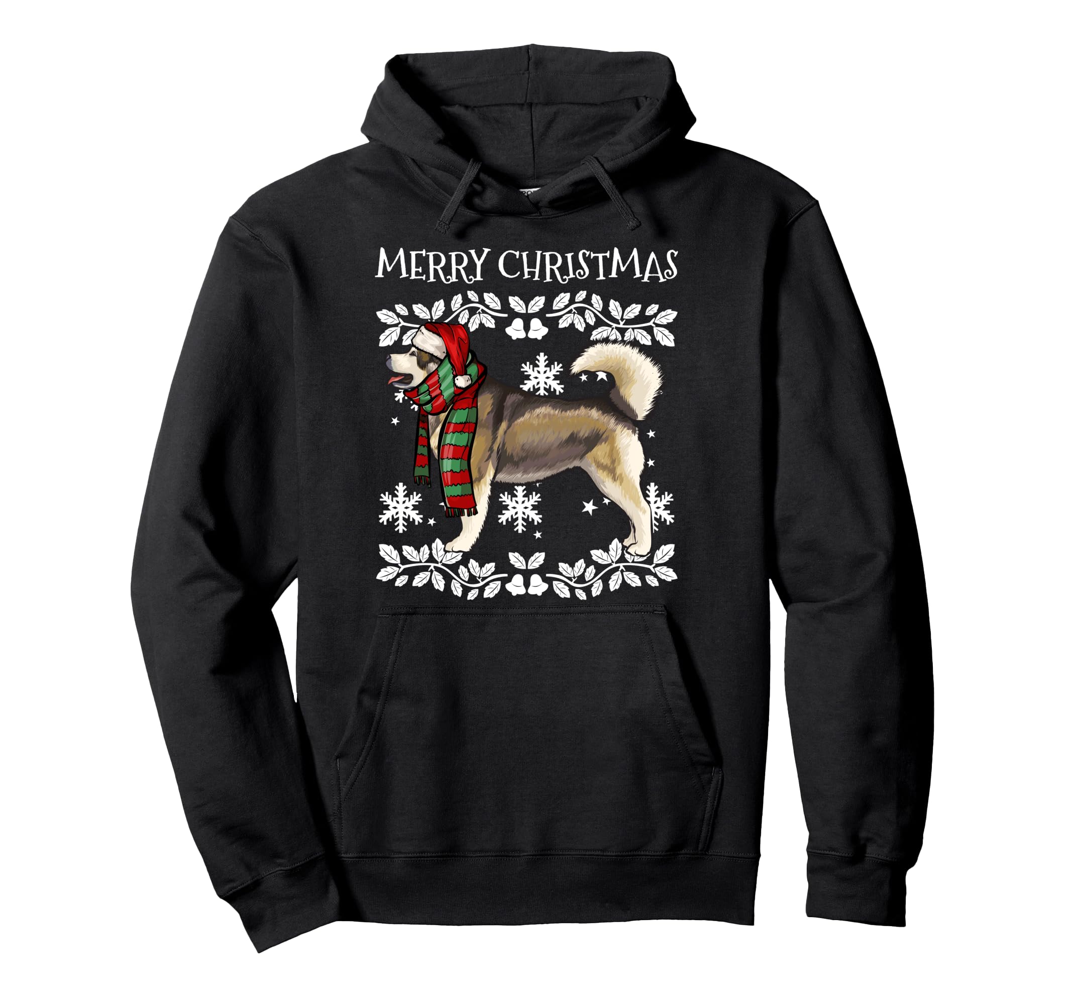 Merry Christmas Ornament Alaskan Malamute Xmas Santa Pullover Hoodie