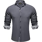 DiBanGu Men's Dress Shirt Long Sleeve Casual Button Down Shirts Regular Fit Inner Contrast Shirt for Business Party