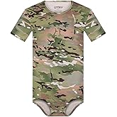 Landofgenie Adult Onesie for Men Cotton Pajama Jumpsuits One Piece Romper Bodysuit Short Sleeve Camouflage Top