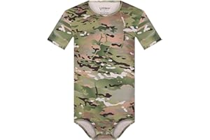Landofgenie Short Sleeve Onesie Adult One Piece Pajamas Camouflage Bodysuit Button Crotch Top for Men - Camo