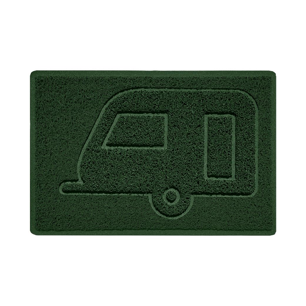 Nicoman CARAVAN Embossed Shape Door Mat Dirt-Trapper Jet-Washable Doormat-(Use Indoor or Sheltered Outdoor)- (60x40cm/23.6x15.7inches, Small) Green