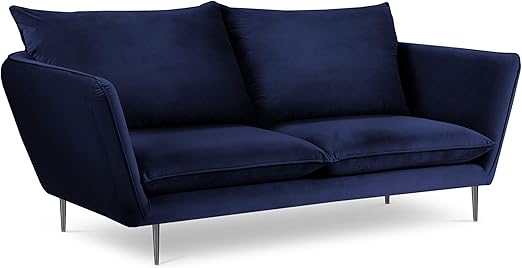Mazzini Sofas Canape Velours Acacia 3 Places Bleu Roi