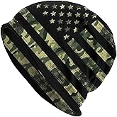 LAIPUTER American Flag Camo Beanie Standard Closed Chemo Hat Cancer Headwear Knitted Hats Baggy Slouchy Cap for Adults Women Men