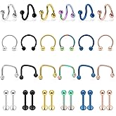 Ovxznts 30Pcs Assorted Design 16g Lip Rings Studs Medusa Piercing Jewelry Surgical Steel Monroe Labret Studs Tragus Earrings Hoop Horseshoe Septum Ring Twist Helix Daith Cartilage Piercings