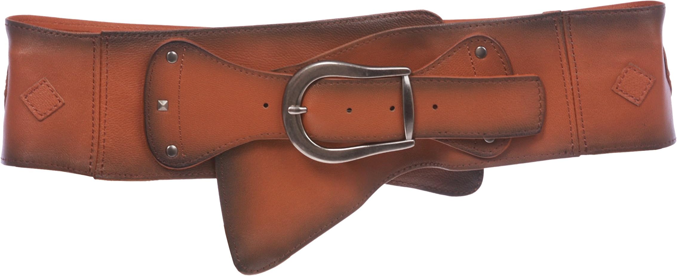 Women's 3 1/2" Wide Contour Studded Lamb Leather Belt