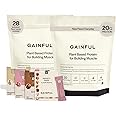Gainful Vegan Protein Powder Build Muscle Bundle, Plant Based Post Workout Support, Organic Rice + Pea Protein, Unflavored with Chocolate, Vanilla, Strawberry & Variety Pack Flavor Boosts, 28 Servings