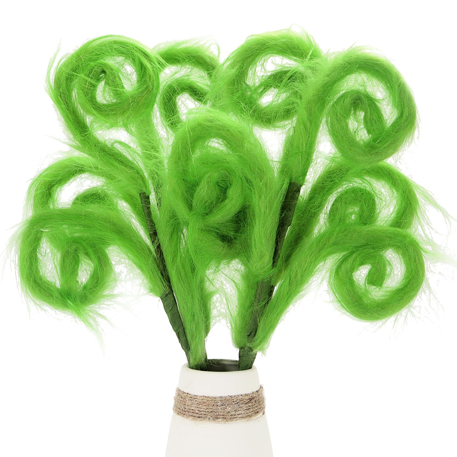 4 Pieces Green Furry Christmas Picks 17" Furry Spiral Curly Sprays Elf Ornaments Stems for Christmas Tree Topper Filler Branches Home Office Holiday Party Decorations Gifts (Green)
