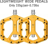GEWAGE Mountain Bike Pedals Non-Slip Nylon 9/16 Wide Flat Yellow view 6