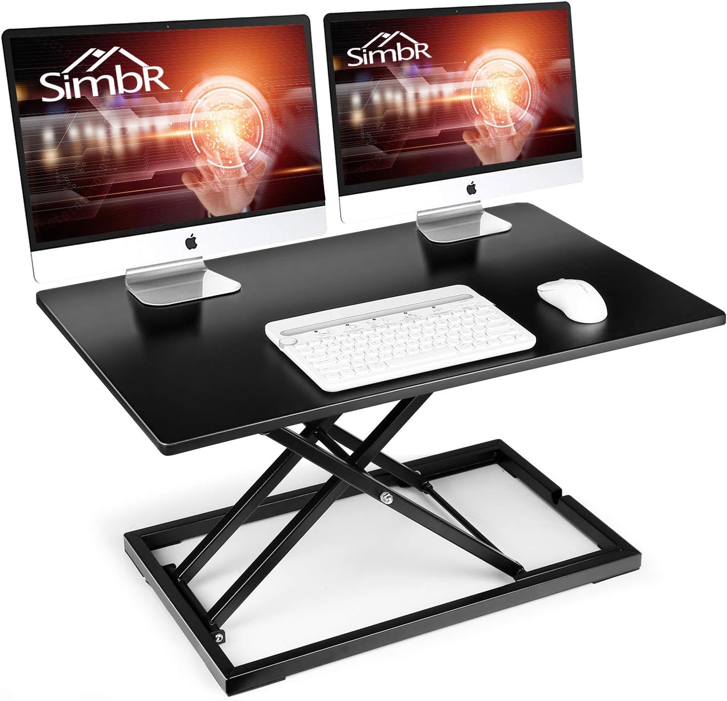 SIMBR Standing Desk Converter, 32" Height Adjustable Stand Up Desk Converter Gas Spring Desk Riser Converter Sit to Stand in Seconds Computer Desk for Home and Office