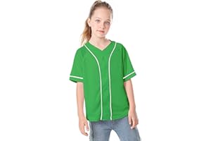 Icibgds Kids Baseball Jersey Button Boys T-Shirt Trendy Hip Hop Girls Black and White Short Sleeve Tshirt