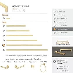 QOGRISUN 2-Pack Solid Brass Cabinet Pulls, Gold