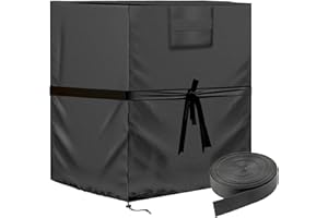 AOZZY Air Conditioner Cover for Outside Units with Windproof Straps & Reinforced Buckles 420D Heavy Duty Square ac Covers Outdoor Protects HVAC Condenser From Winter Rain Snow Ice Dust Up to 24x24x30 inches