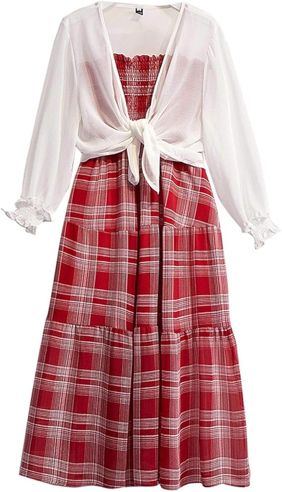 Amazon 大きいサイズ レディース チェック柄ワンピース ティアードワンピ 赤 シフォンカーディガン Ll 3l 4l 5l 6l ワンピース チュニック 通販
