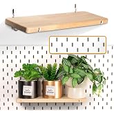 SEMPOMA Solid Wood Pegboard Shelf Compatible with IKEA Skadis Pegboard | Hardwood, Natural Wood Grain, High Balance Display Pegboard Shelf for home offices, craft rooms