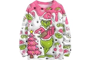 ZXCTKA Ugly Christmas Sweater Women Funny Pattern Cute Xmas Holiday Knit Sweaters Oversized Crewneck Pullover Tops