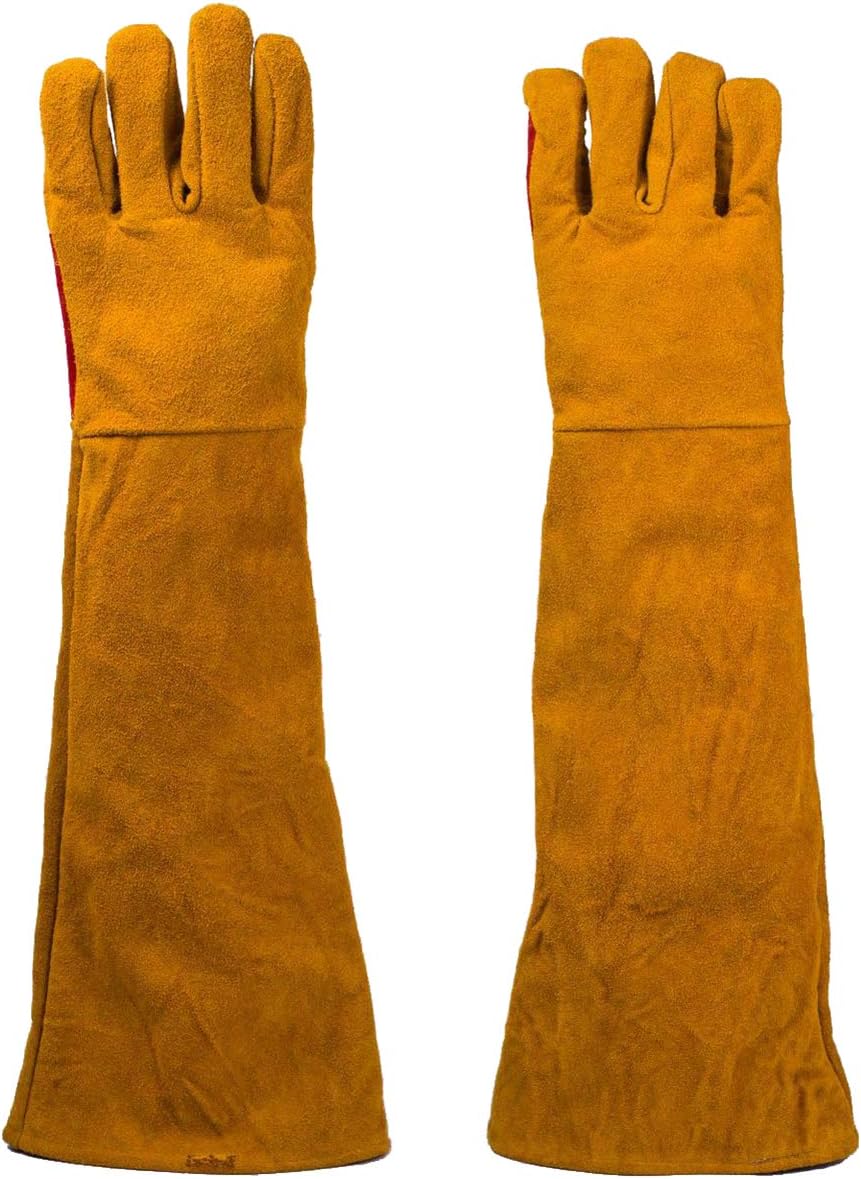 Magiin1 Pack Leather Welding Gloves 23.62" Extra Long Sleeves, Cut-Proof Labor Gloves, Thicken Extreme Heat Resistant Working Protect Gloves, Fireplace/Gardening Gloves - Image 3