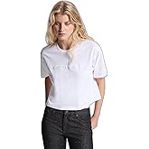 Michael Kors Womens Oversized Croped Mk Rhinestone T Shirt