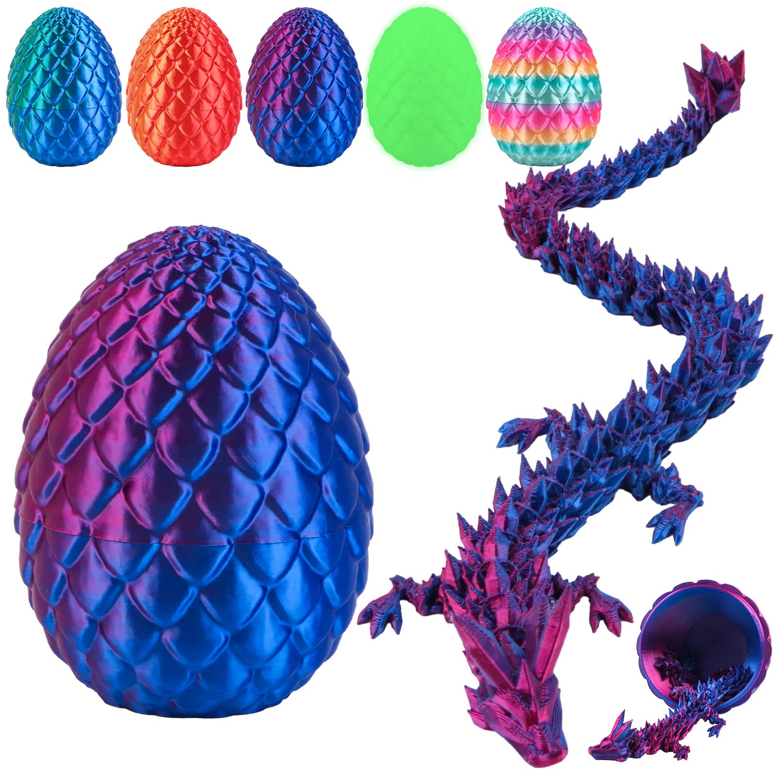 3D Printed Dragon, Articulated Crystal 30cm 3D Dragon with Flexible Joints for Home Office Desk Decor, Fidget Toy Gift for Kids Adults, Laser Purple β image 1