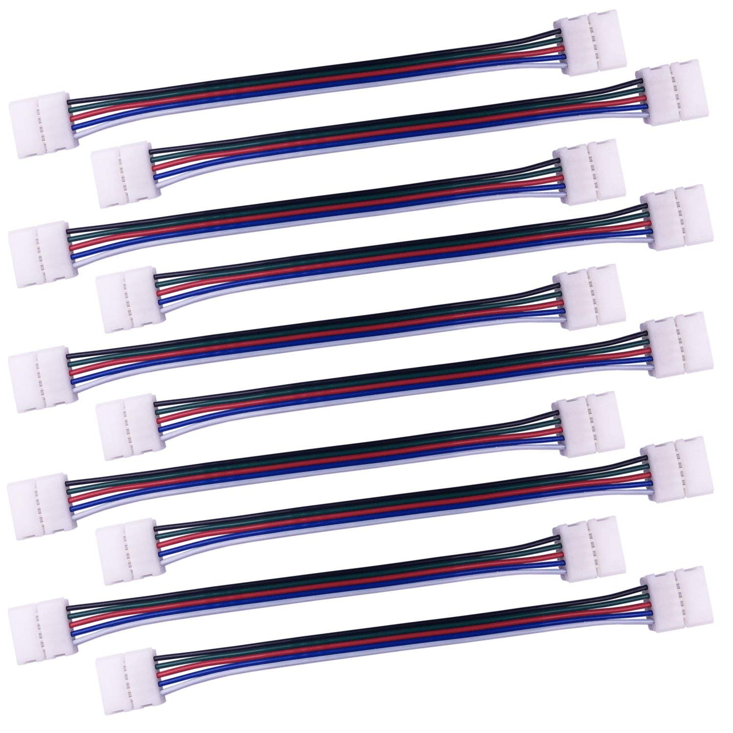 LitaElek 10pcs RGBW LED Strip Connector, 12mm Wide, 5 Pin, 17cm Long, Waterproof, Outdoor, Multicolor, LED, Plastic, Connector