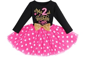 IMEKIS Baby Girl 1st 2nd 3rd Birthday Outfit Mouse Dress Polka Dots Tutu Skirt Cake Smash Long Sleeve Clothes for Photo Shoot