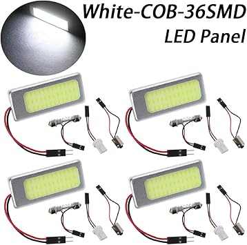 taben 2 luces led cob de bajo consumo 36 smd superblancas para techo interior del coche luz de placa de lectura con cable con adaptadores