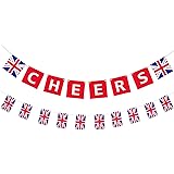 2 Pieces British Party Garland Cheers British Banner Garland UK Flag Pennant Banner for Party Hanging Decoration