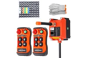 SLOHEXTTED 4 Button Channel Industrial Wireless Overhead Crane Remote Control Kit 12V 24V Radio Transmitter and Receiver for Electric Chain Hoist Lift Winch Crane Remote Controller （2tr 1re)
