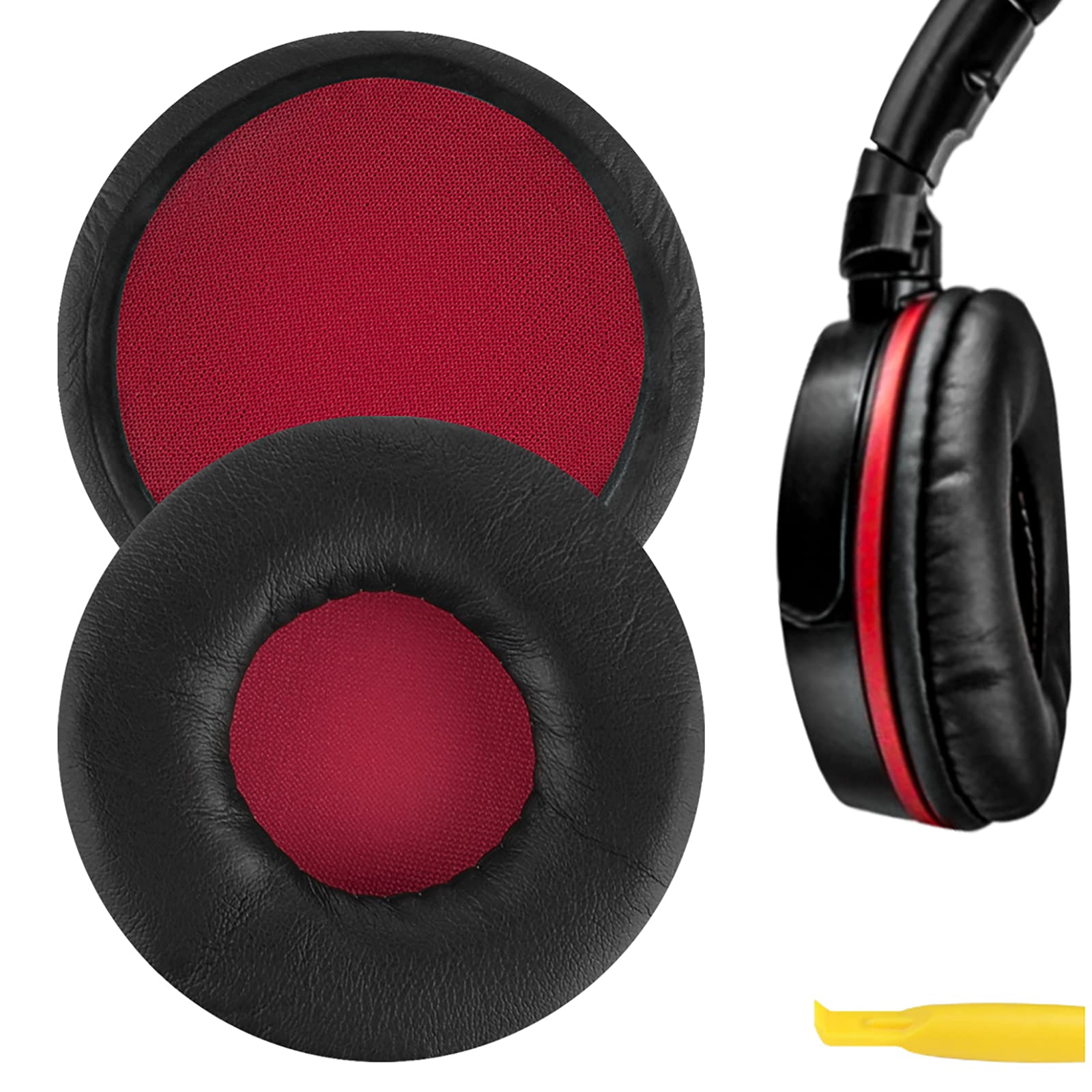 Geekria Replacement Ear Pads for SONY MDR-ZX600 Headphones Ear Cushions, Repair Parts (Black/Red)