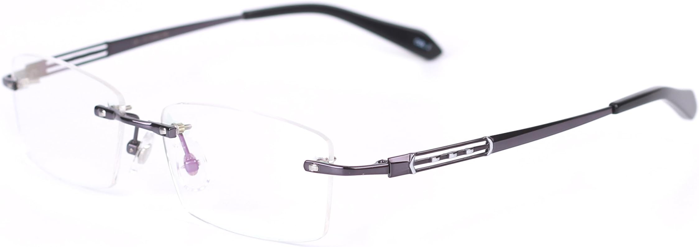 JIEMA Men Titanium Eyeglass Frames Rimless Business Optical Frame Clear Lens (GRAY, 56)