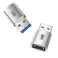 Cable Matters 2-Pack, 10Gbps USB to USB C Adapter for Fast Charging & High-Speed Data Transferring, Reversible USB-C Port, USB C to USB Adapter (Female to Male) for iPhone 16/15, iPad Pro, Galaxy S23