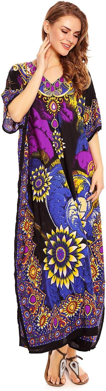 New Ladies Oversized Maxi Kimono Kaftan Tunic Kaftan Dress Free Size