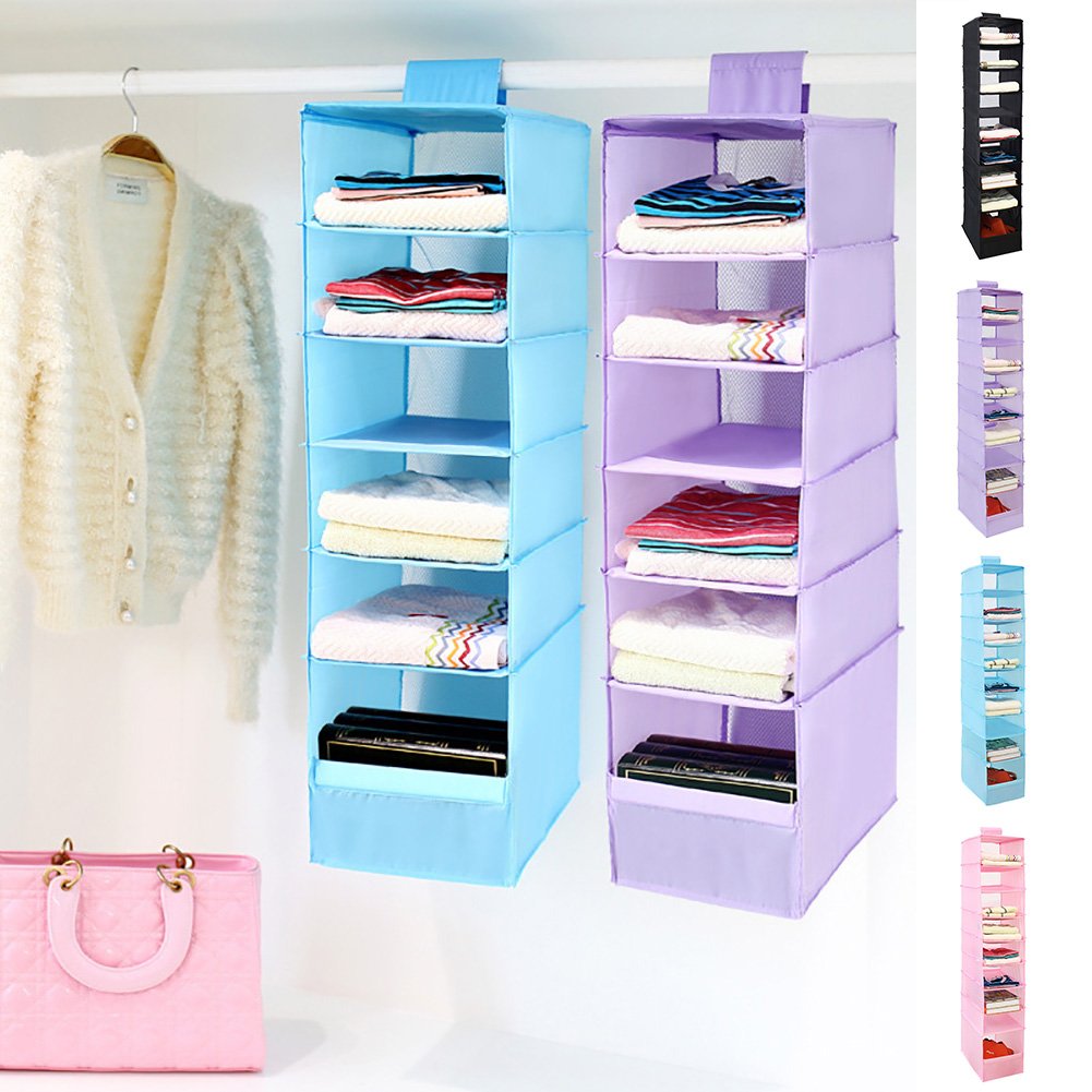 Home Shelves Blue Blue Lovt 9 Pocket Hanging Storage Wardrobe Closet Organizer Underwear Sweater Underwear Sorting Clothing Shoe Jean Storage Bag