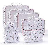 AmBealla 6 Set Travel Organizers for Luggage Compression Packing Cubes Set, Waterproof Cute Twill Travel Organizer Bags Packing Cubes for Clothes, Suitcase for Lady