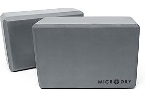 MICRODRY - Stretching & Exercise Foam Blocks, Yoga, Pilates Equipment for Home Workouts, Fitness Accessories for Home & Gym, Slip-Resistant, EVA Foam Block, 9 x 4 x 6 inches