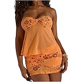 GORGLITTER Women's Sparkling Sequins Peplum Tube Top Glitter Smocked Strapless Sheer Bandeau Party Going Out Top