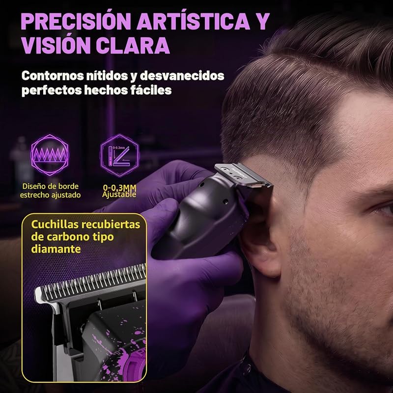 Máquinas Cortar Pelo Profesional, Cortapelos Inalámbrico-Morado