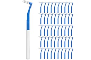 Fremouth 50 Count Angle Interdental Brushes for Braces, Tight(0.7mm), L- Shaped Interproximal Floss for Dental Plaque Removal Health