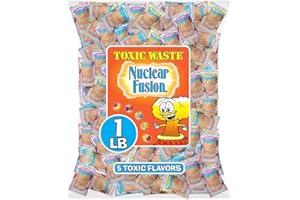 TOXIC WASTE - Nuclear Fusion Hazardously Sour Candy - Raspberry-Lemon, Pineapple-Passionfruit, Grape-Strawberry, Banana-Blueberry, & Orange-Apple Flavors - 1 lb. Bag