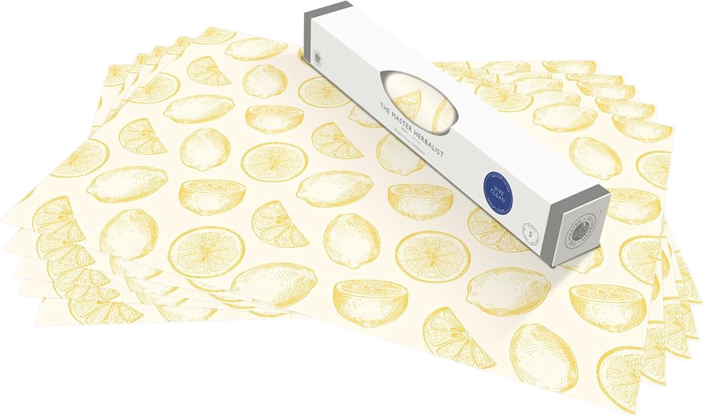 The Master Herbalist Unscented & Wipe Clean Drawer Liners Lemons Design 60x42cm