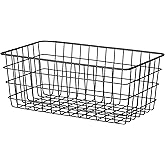 Whitmor 4 Pack Black Wire Storage Baskets for Office, Pantry, Kitchen Bins & Freezer Organizing