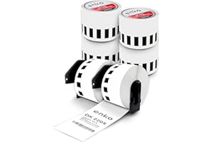 ENKO PRODUCTS enKo - Compatible DK-2205 Continuous Paper Labels (2.4 Inch x 100 Feet) Use with Brother QL Label Printers QL-800, QL-820NWB QL 810W [6 Rolls + 2 Refillable Cartridge Frames]