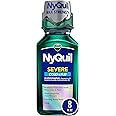 Vicks NyQuil SEVERE Cold and Flu Relief Liquid Medicine, Maximum Strength, 9-Symptom Nighttime Relief For Headache, Fever, Sore Throat, Nasal Congestion, Sinus Pressure, Runny Nose, Cough, 8 FL OZ