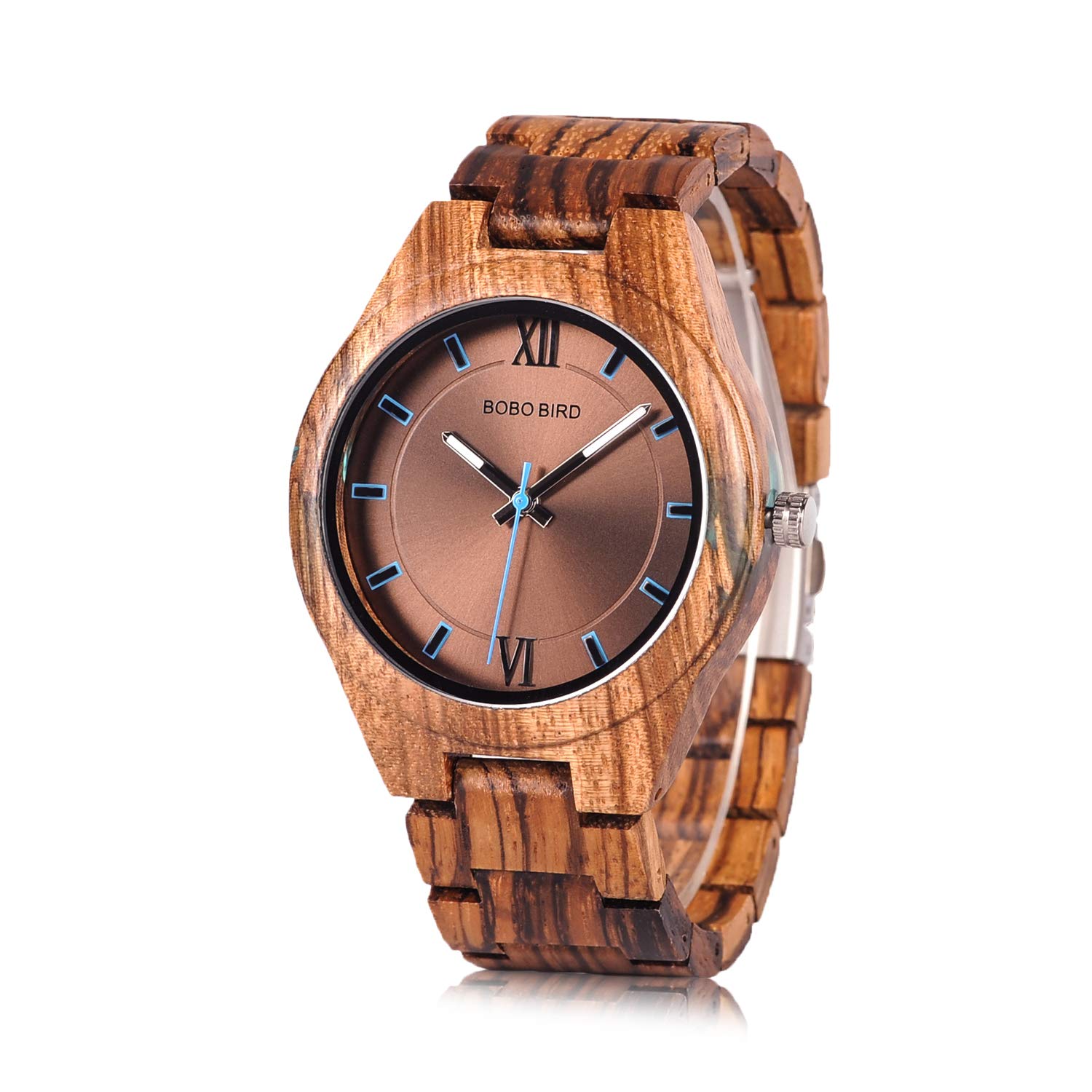 BOBO BIRD Special Design Mens Wooden Watches Sport Quartz Timepieces (Brown face)