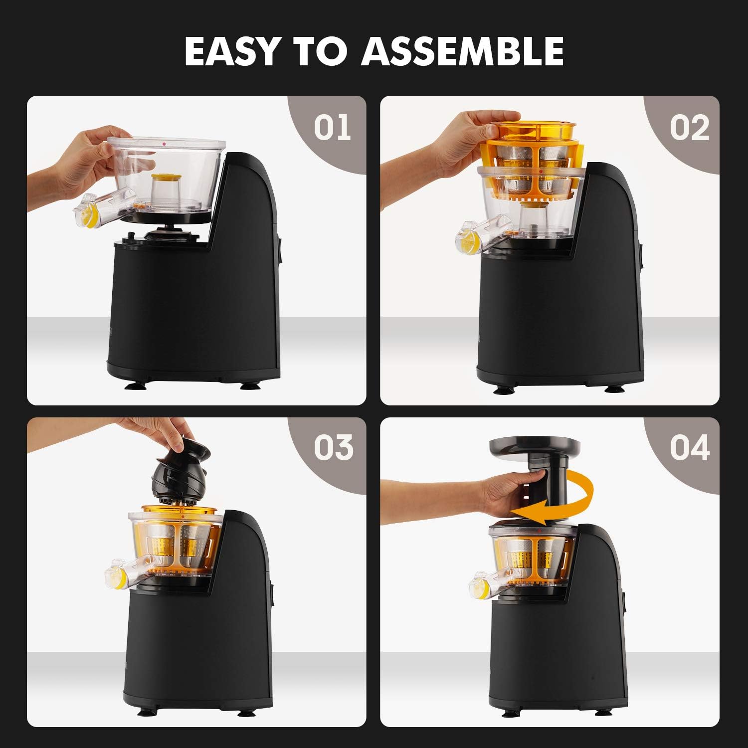 machine à jus 60 tours/minute avec design antigoutte sans BPA Joerid