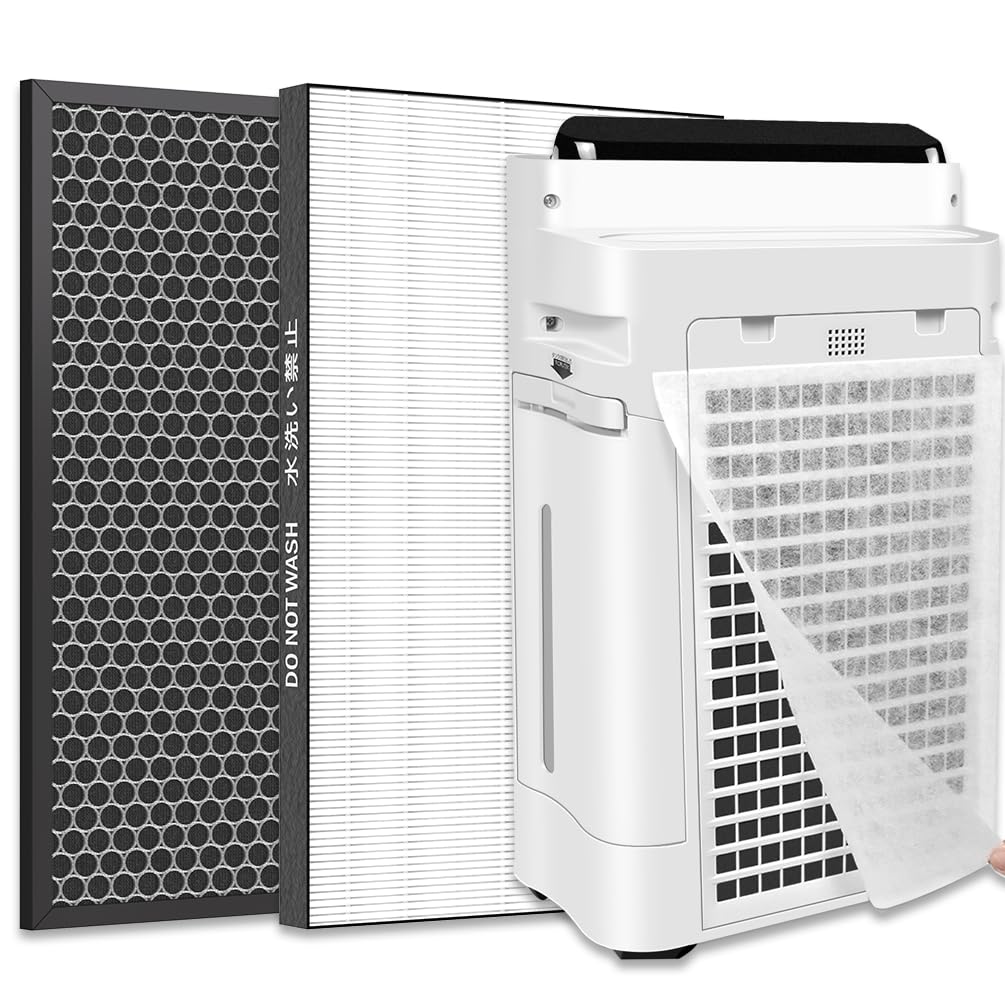 MSHNE シャープ空気清浄機交換用フィルター 脱臭フィルターfz-d50df（1枚入） HEPA 集じんフィルター 集塵フィルターfz-d50hf（1枚入） 使い捨てフィルターfz-pf51f1（3枚入）互換品 活性炭 お手入れ簡単 FZ-D50DF/FZ-D50HF/FZ-PF51F1にご対応 汎用性（合計5枚入）商品画像