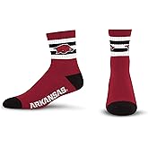 For Bare Feet NCAA mens 5 Stripe Logo Quarter Sock