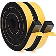 YoleShy Window Air Conditioner Foam Tape 2 Pcs 2 Inch Wide x 1 Inch Thick Weather Stripping Door Seal Strip for Insulation, Weatherstrip, Gap Blocker, Total 13 Feet Long(6.5ft x 2 Rolls), Black